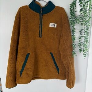 The North Face Campshire Sherpa Fleece Anorak Pullover Mens Size Large Brown